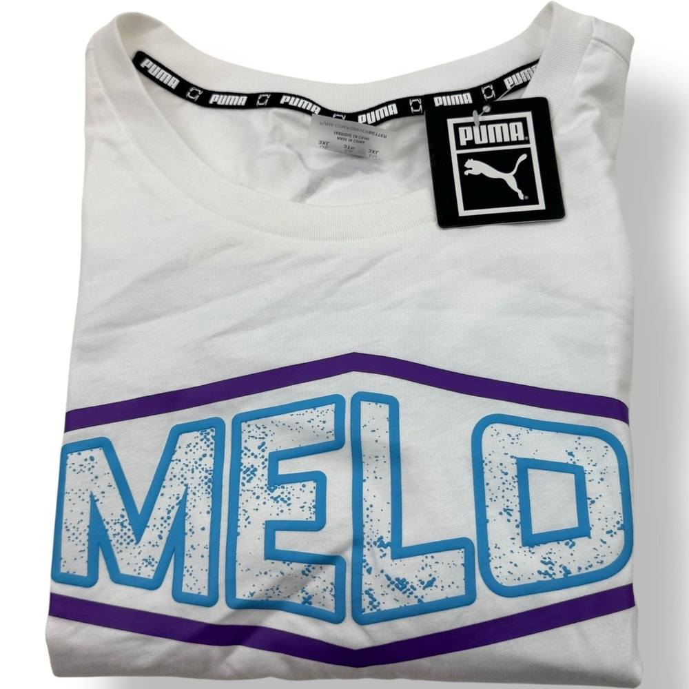 Puma x Melo White Purple Blue Graphic Melo One Tee Shirt Men's Size 3XL NWT